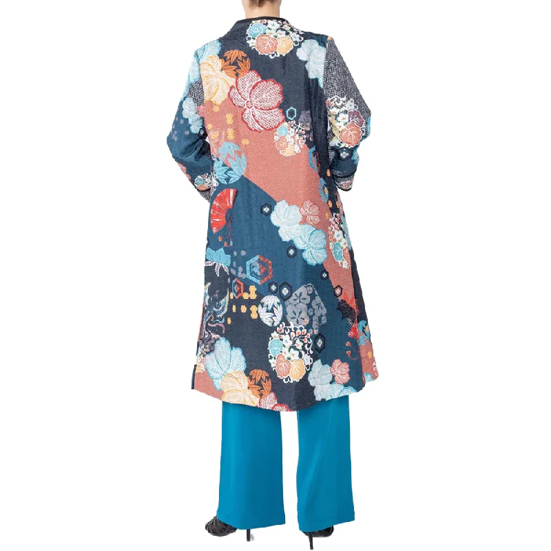 IC Collection Asian Inspired Long Open Front Jacket - 5840J