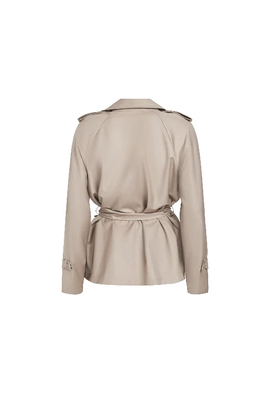 CROPPED TRENCHEROUS COAT - MUSHROOM