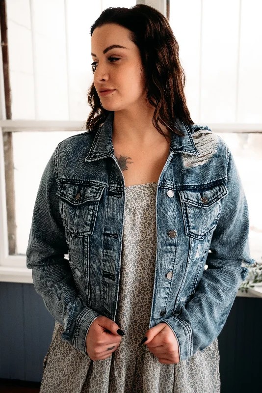 Cello Distressed Denim Jacket