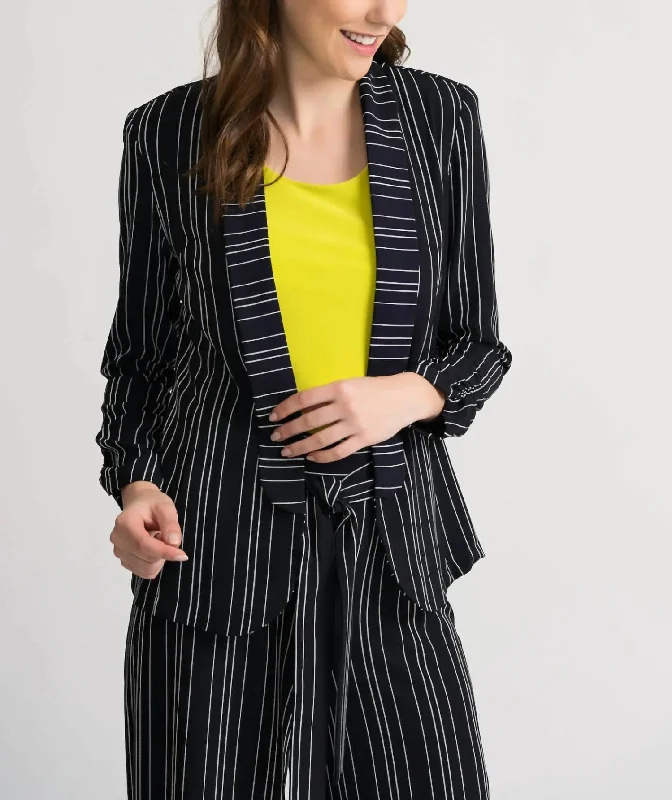 Double Pinstripe Jacket In Navy/white Stripe