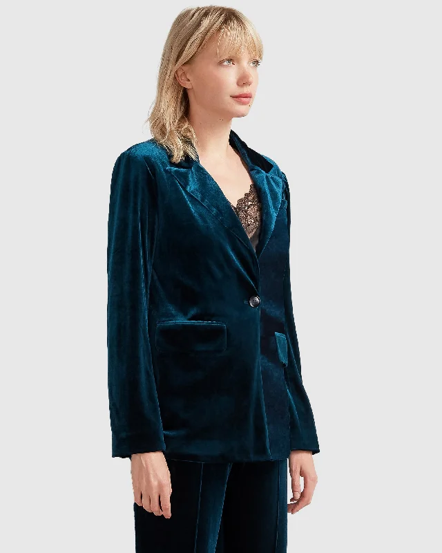 Eternity Velvet Blazer - Dark Teal