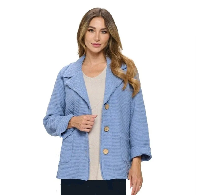 Focus Small Waffle Blazer Style Jacket in Dusty Blue - SW222-DB - Sizes S Only