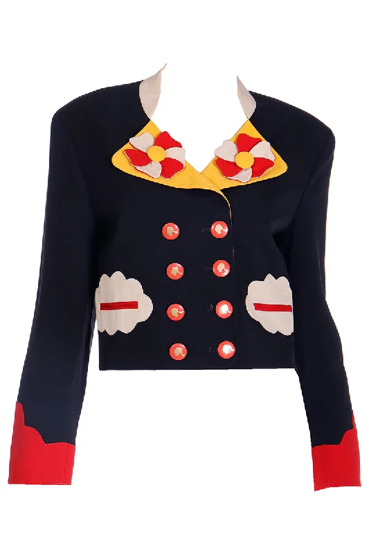 Franco Moschino Vintage Cartoon Inspired Jacket w Olive Oyl Buttons