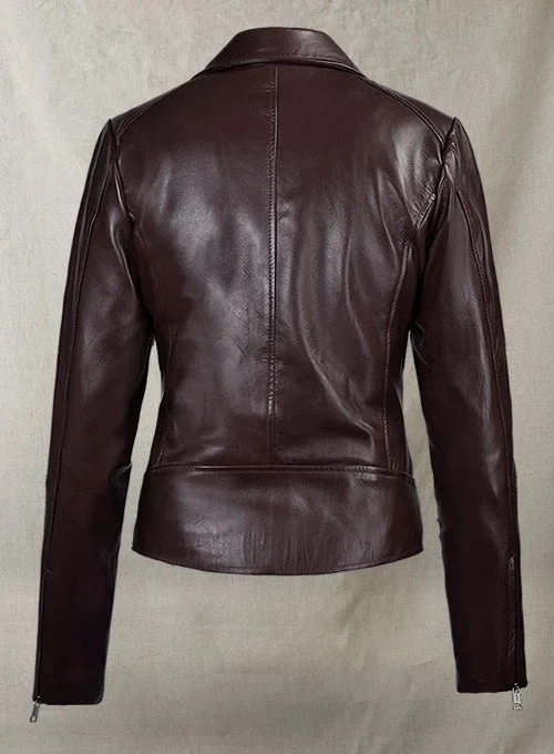 Katie Holmes Inspired Burgundy Leather Jacket