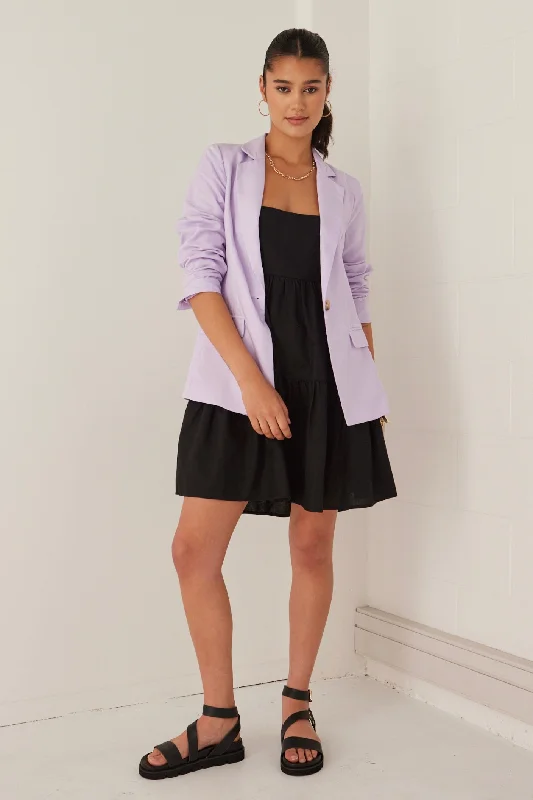 Piper Lilac Linen Tencel One Button Blazer