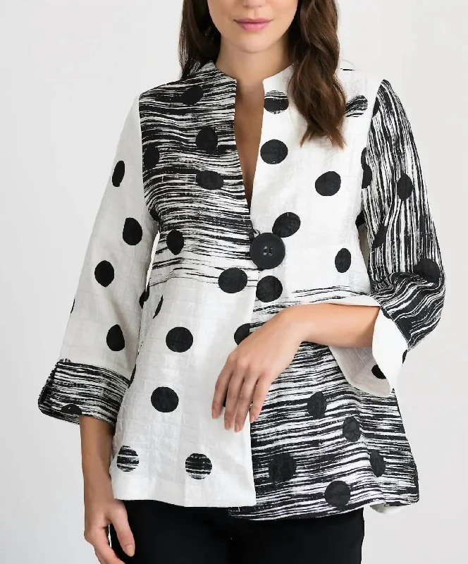 Polka Dot Swing Jacket In Black/white