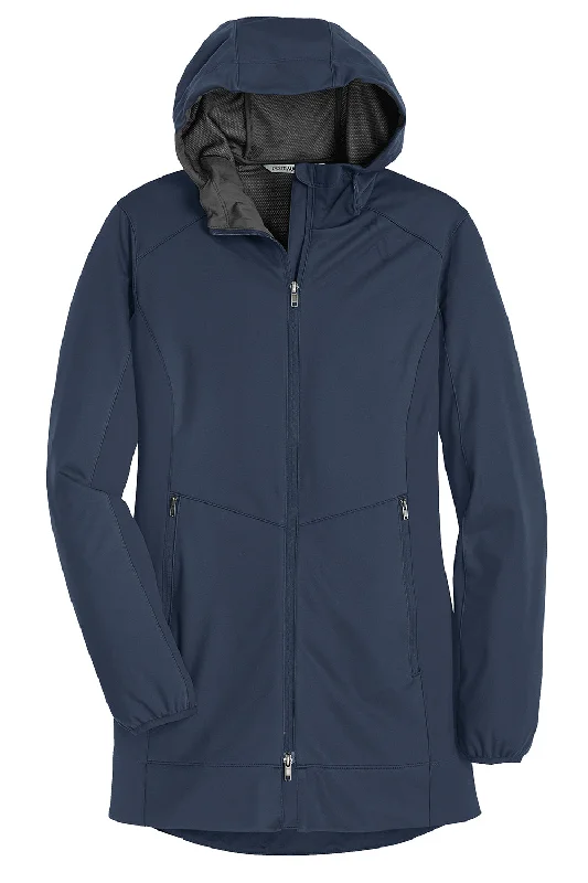 Port Authority Womens Active Wind & Water Resistant Full Zip Hooded Jacket - Dress Navy Blue