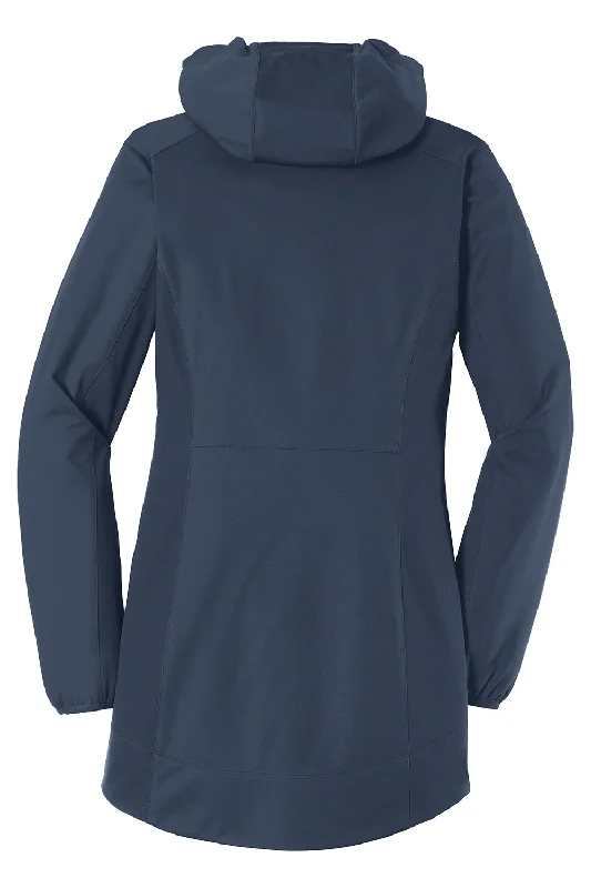 Port Authority Womens Active Wind & Water Resistant Full Zip Hooded Jacket - Dress Navy Blue