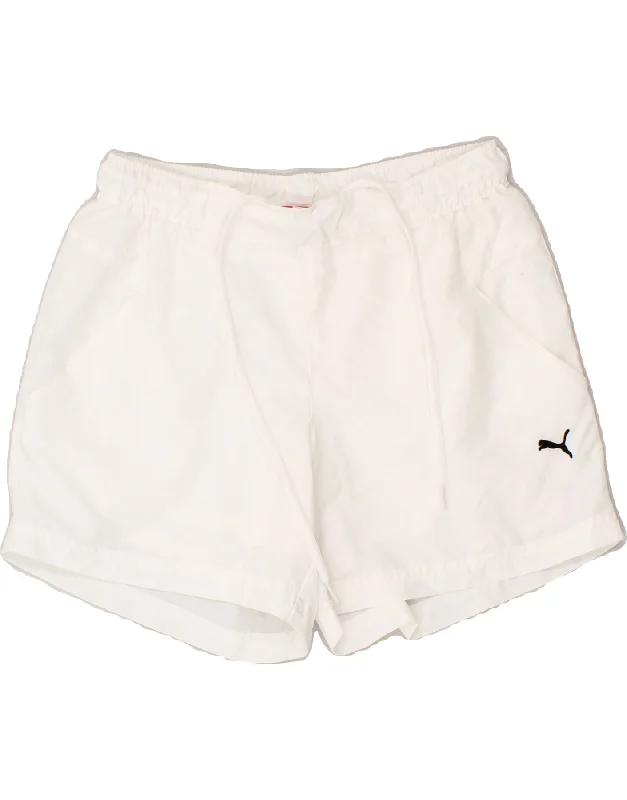 PUMA Womens Sport Shorts UK 12 Medium  White Polyester