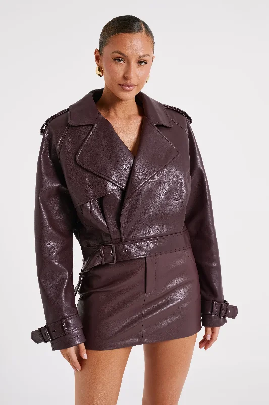 Taylor Oversized Faux Leather Jacket - Plum