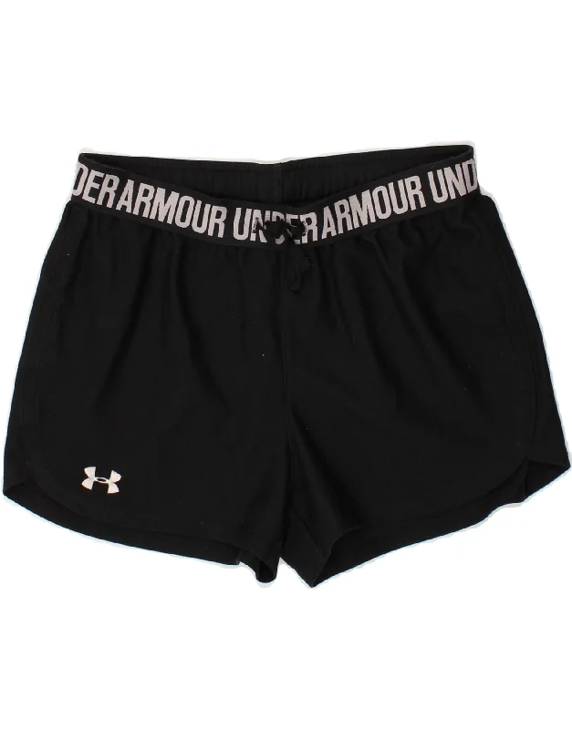 UNDER ARMOUR Womens Graphic Sport Shorts UK 10 Small Black Polyester