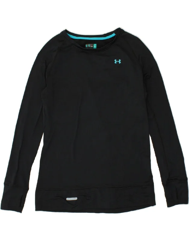 UNDER ARMOUR Womens Graphic Top Long Sleeve UK 14 Large Black Polyester