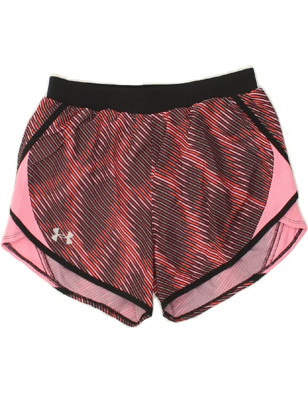 UNDER ARMOUR Womens Heat Gear Sport Shorts UK 6 XS Red Striped