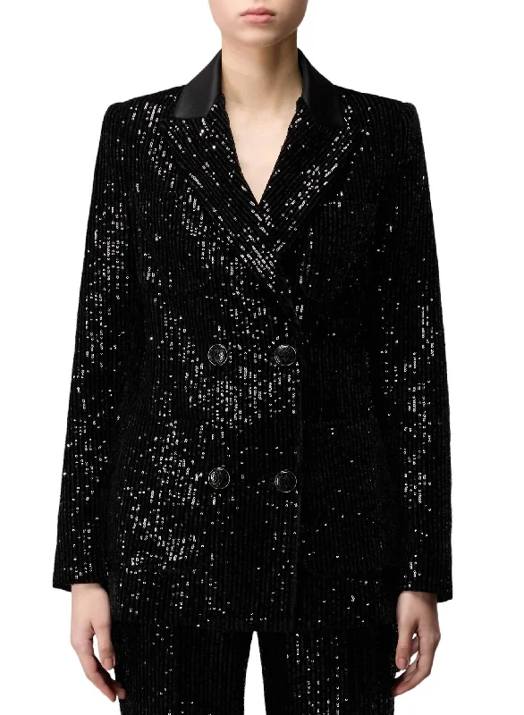 Velvet And Sequins Jacket In Black