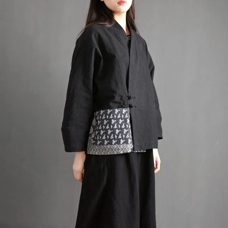 Vintage Black Buckle Quilted Coat