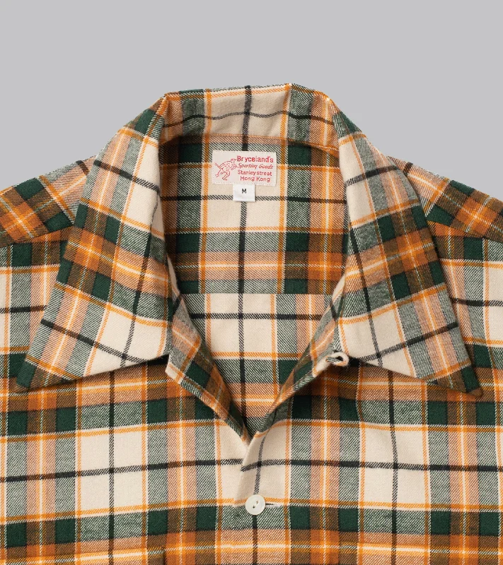 Bryceland's Cotton Sports Shirt Green/Orange Check