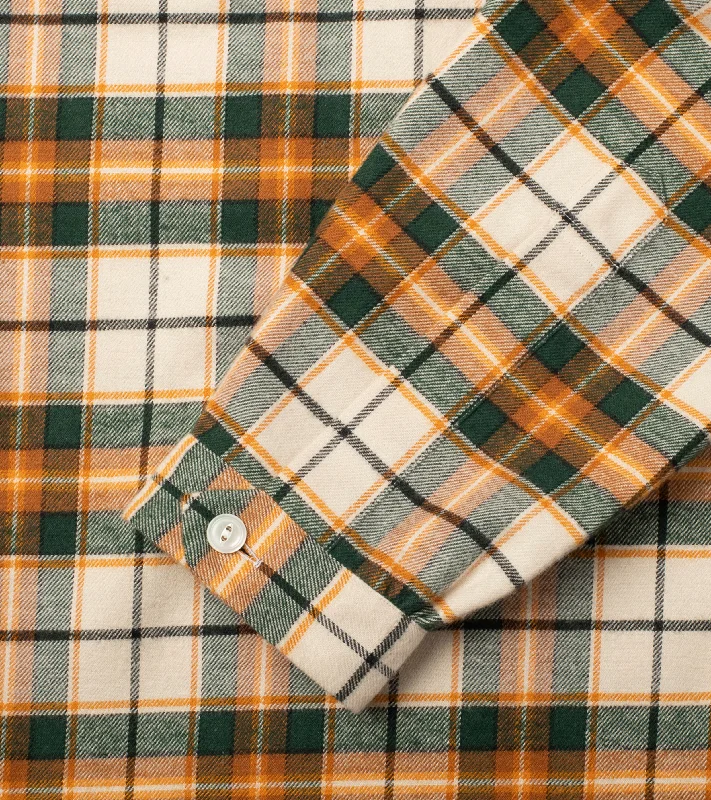 Bryceland's Cotton Sports Shirt Green/Orange Check