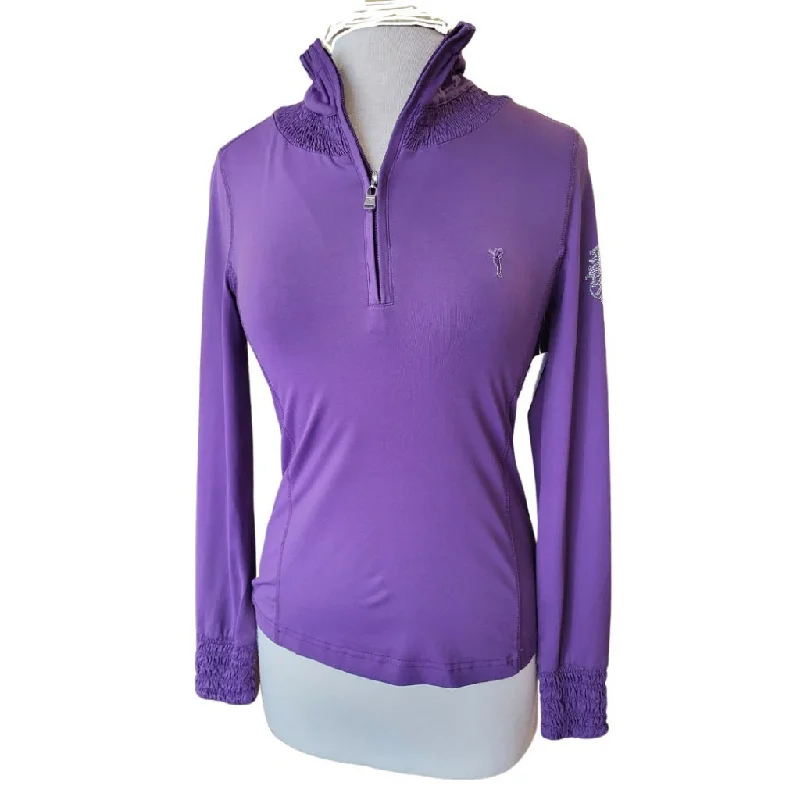 Golfino Purple Zip Pullover with Bling Logo on Sleeve Size S MSP$130