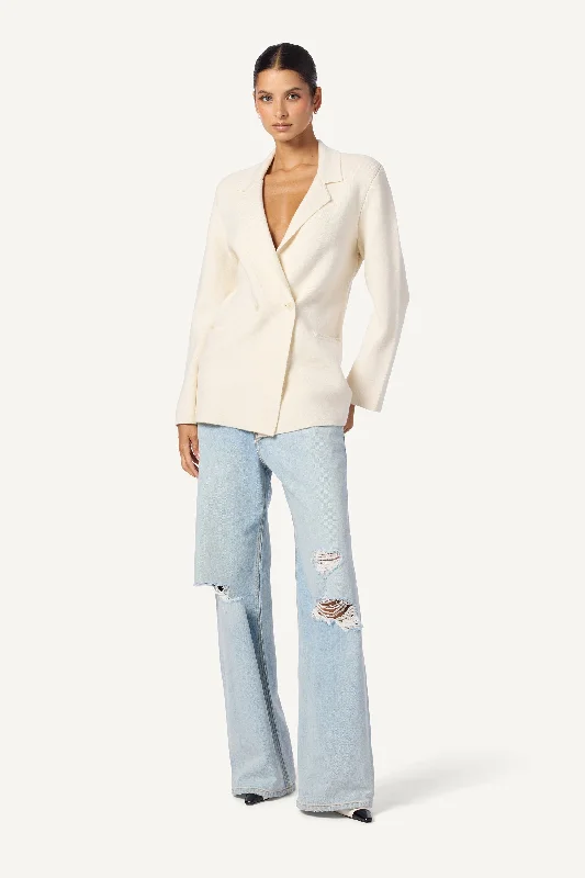 VIVIAN RELAXED DOUBLE BREASTED BLAZER | GARDENIA