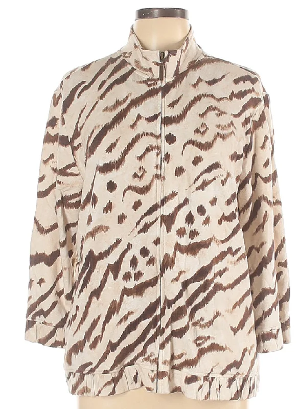 Zenergy Tan & Brown Animal Print Jacket Size L