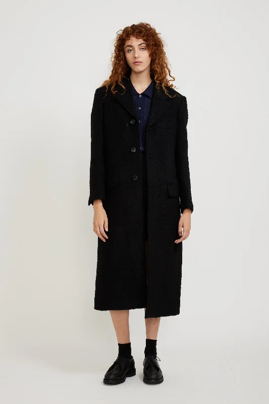 2-Way 3 Button Boucle Wool Coat Black