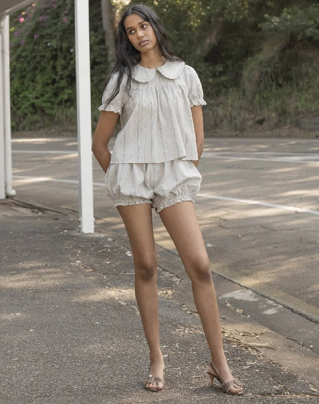 Bloomer Shorts - Blue Beige Stripe