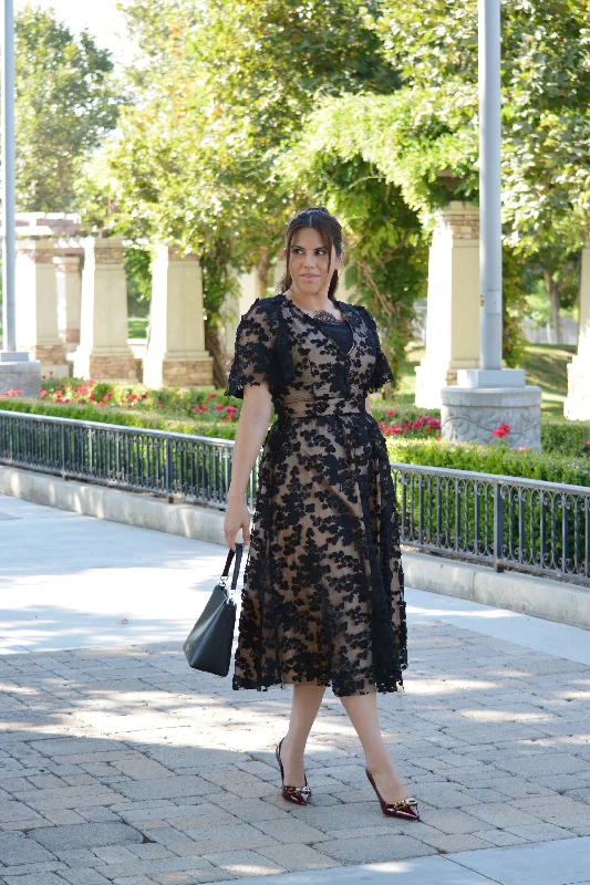 Briar Black Lace Midi Dress