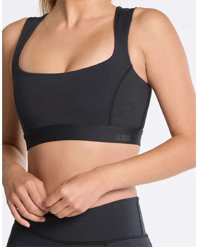 Clique Flex Square Neck Bra - Black