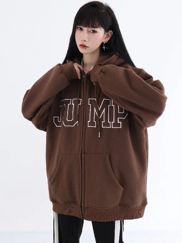 JUMP Seven Color Big Logo Zipper Loose Casual Long Sleeve Hoodie