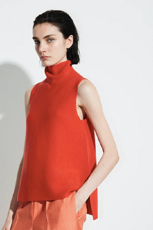 Kewit Whole Garment Knit Sleeveless Top in Red Coral (Sold Out)