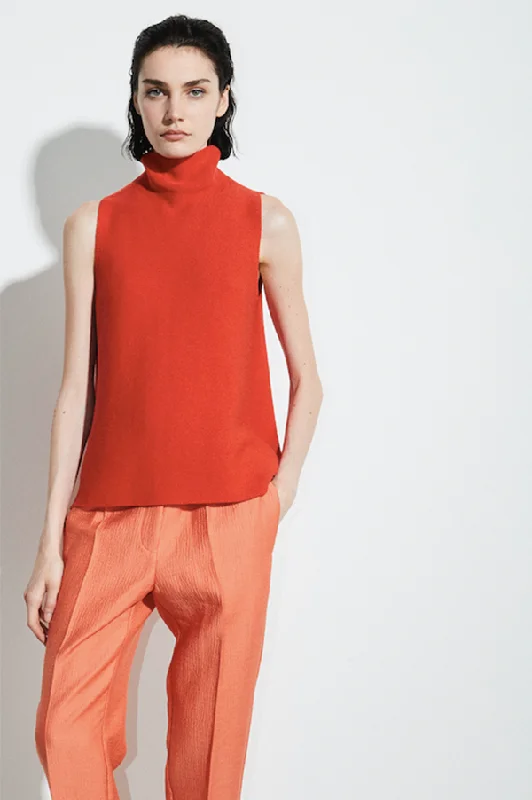 Kewit Whole Garment Knit Sleeveless Top in Red Coral (Sold Out)