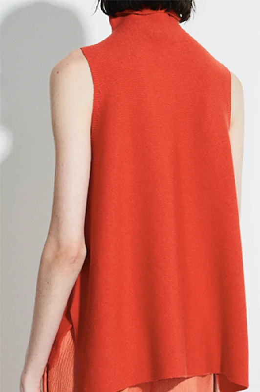 Kewit Whole Garment Knit Sleeveless Top in Red Coral (Sold Out)