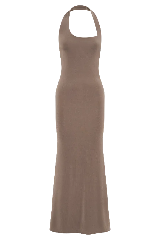 Marianne Asymmetrical Slinky Maxi Dress - Coco