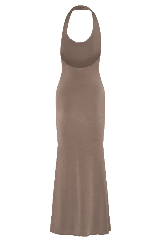 Marianne Asymmetrical Slinky Maxi Dress - Coco