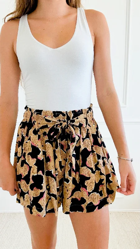 Wild Print Tie Waist Shorts