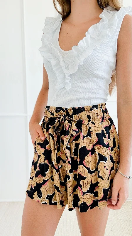 Wild Print Tie Waist Shorts