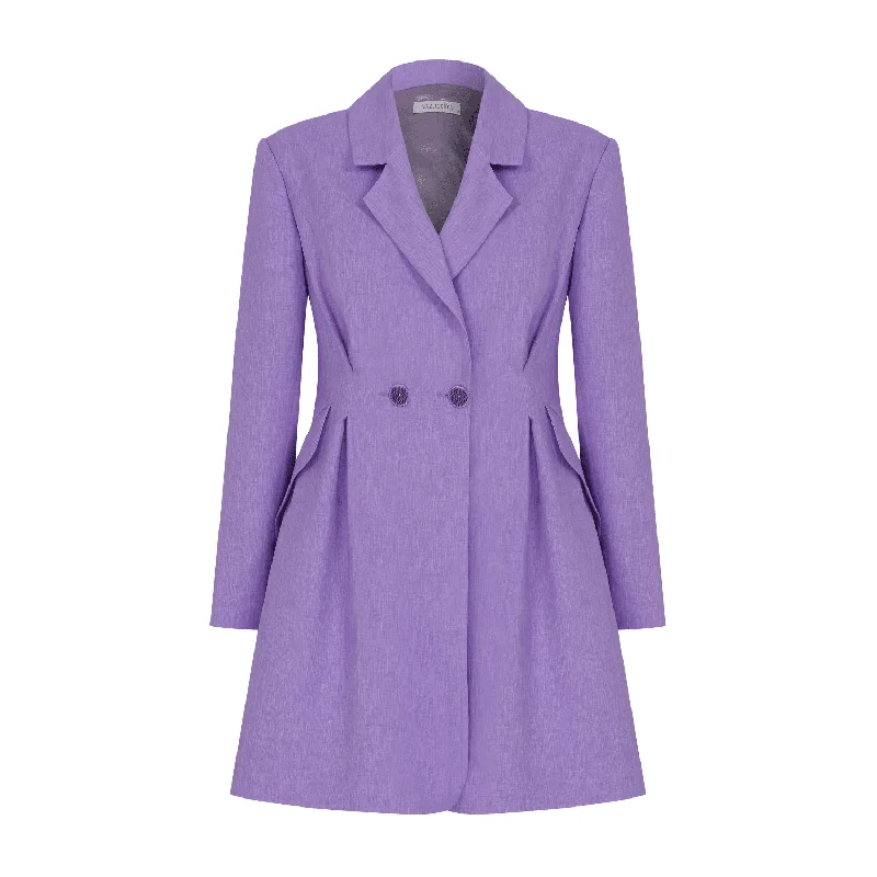 Valerie Shoulder-padded Blazer Dress in Mauve Mist