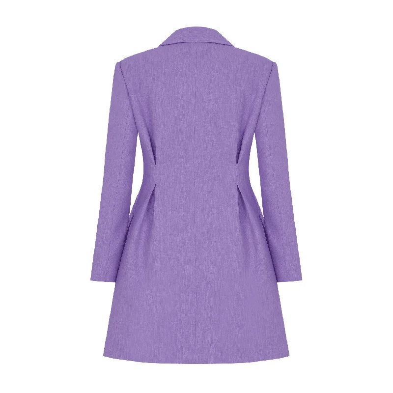 Valerie Shoulder-padded Blazer Dress in Mauve Mist