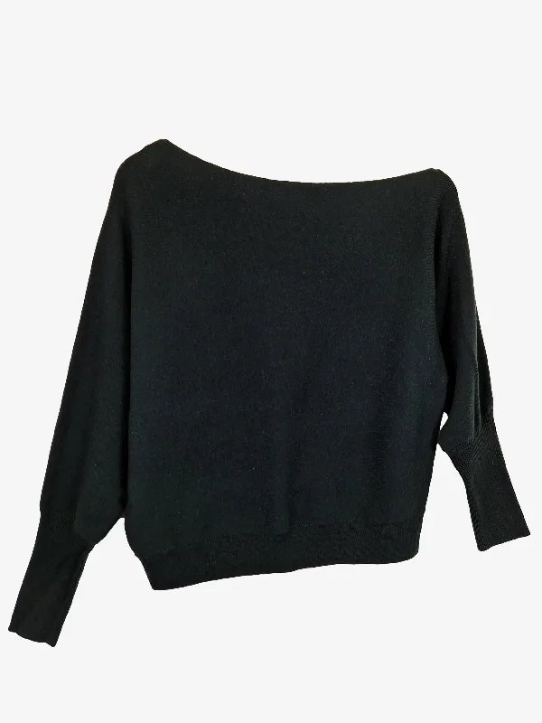 Witchery Dark Green Asymmetrical Bat Sleeve Jumper Size XS