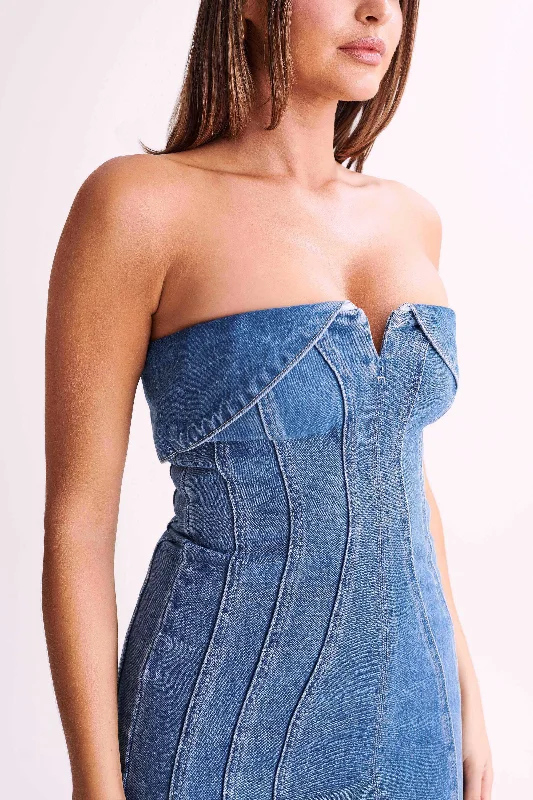 Aryana Denim Mini Dress - 70'S Blue