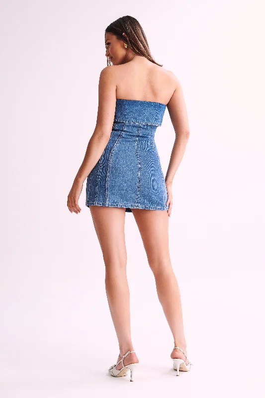 Aryana Denim Mini Dress - 70'S Blue