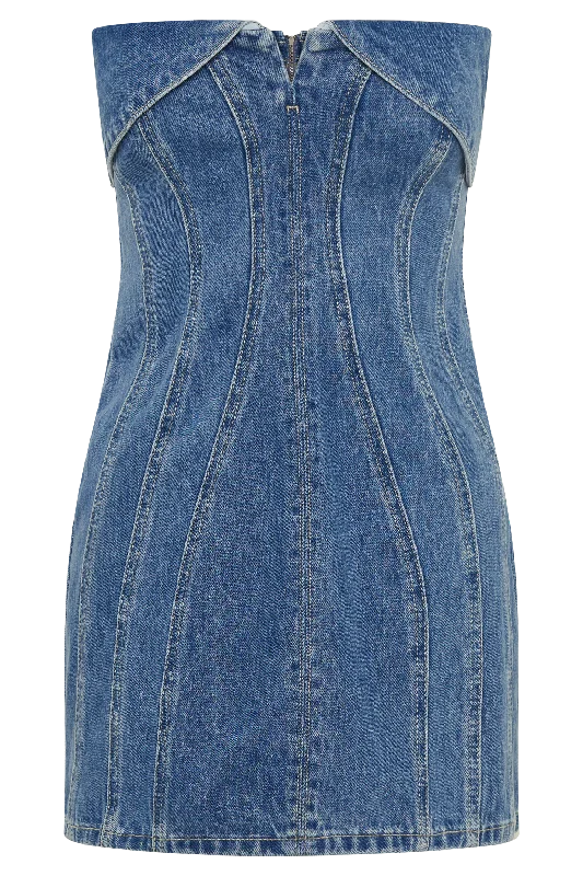 Aryana Denim Mini Dress - 70'S Blue