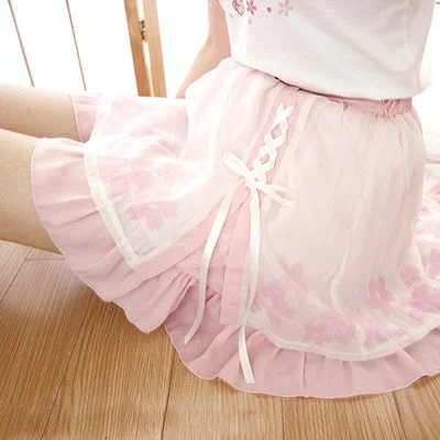 Cherry Chiffon Bow Tie Skirt YV448