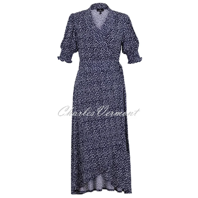 Marble Printed Wrap Dress - Style 6986-103 (Navy)