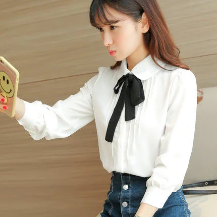 Ribbon doll collar college wind shirt  YV501