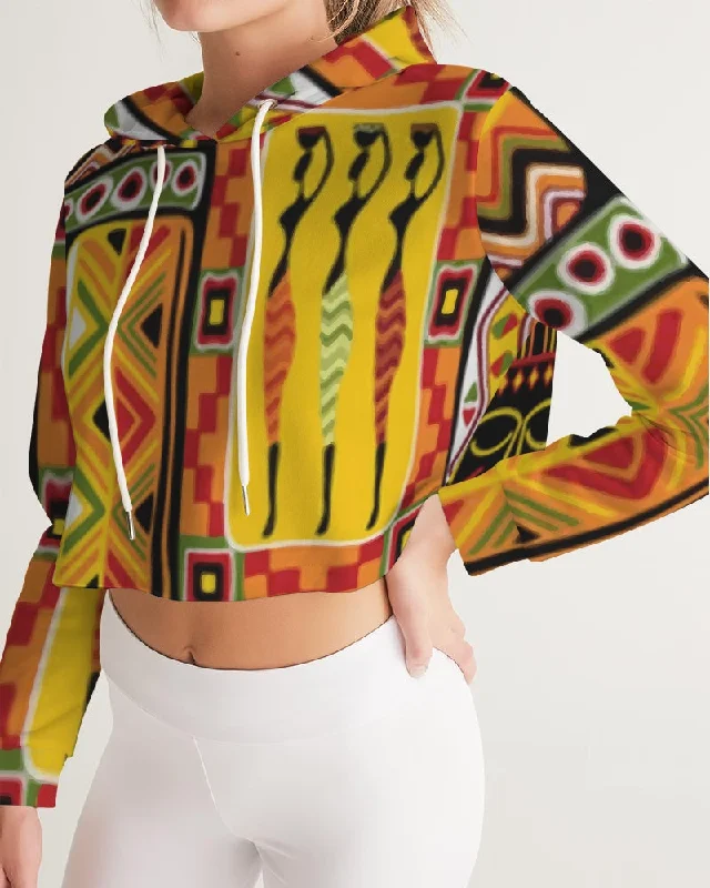 AKH African Mural Art Women's Cropped Hoodie