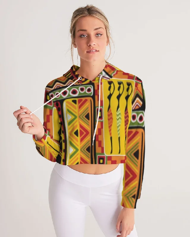 AKH African Mural Art Women's Cropped Hoodie