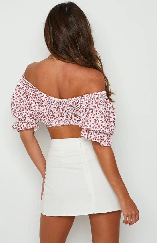 Alannah Crop Top White Floral