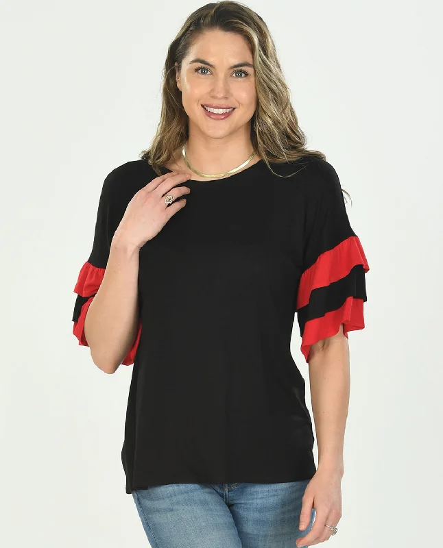 Game Day Top with Ruffle Sleeve