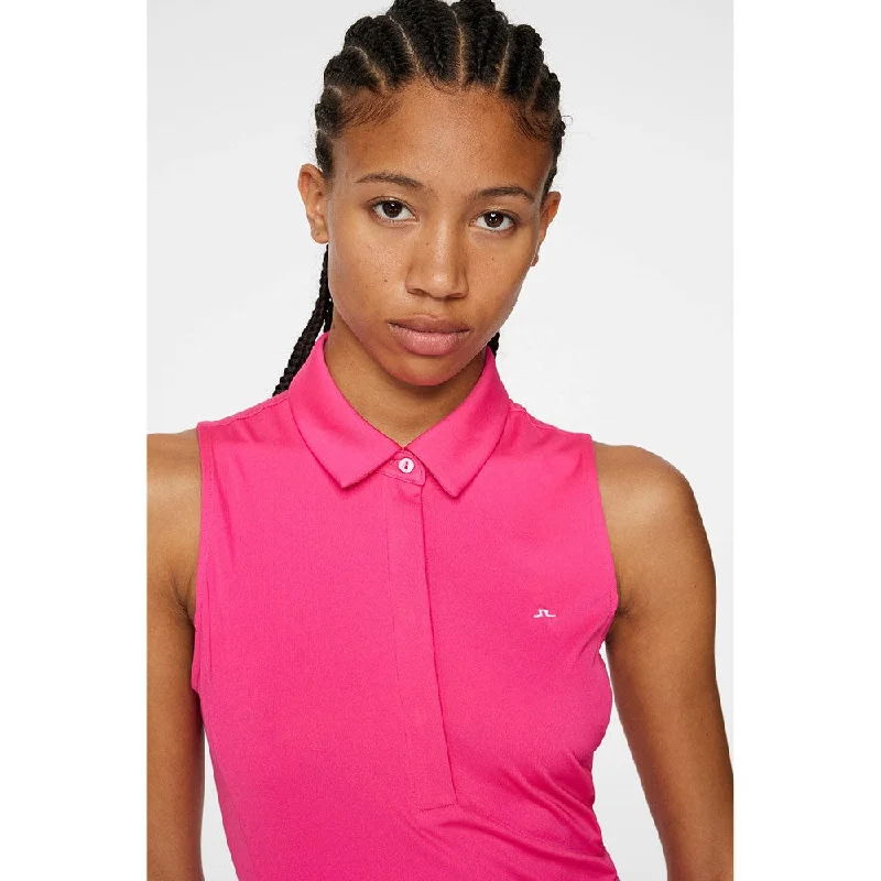 J.Lindeberg Women's Dena Sleeveless Golf Polo Shirt - Pink Peacock